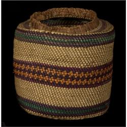 Old Nuu-chah-nulth Circular Trinket Basket 4 1/4" H. 4" D. Fair Condition No Lid…