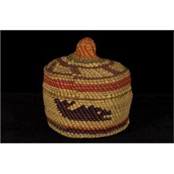 Miniature Nob Top Lidded Trinket Basket Whales Motif ca. 1940 2 3/4" H. 2 1/2" D. Fine Conditio…