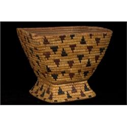 Fully Imbricated Thompson River Rectangular Footed Basket 11" W. 7 1/2" H. Fair Condition…