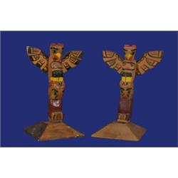 Pair of Ellen Neel Totems 7" H. 4 3/4" W. Good Condition…