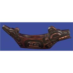 Carved Wolf and Thunderbird Bowl 16 1/2" L. 4" W. Fine Condition…