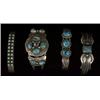 Image 1 : Four Navajo Silver and Turquoise Bracelets…