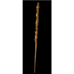 Yellow Cedar Three Figure Talking Stick Signed Stomish 64" L. Good Condition…