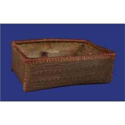 Old Birch Bark Oval Basket with Incised Design 9 3/4" L. 7 1/2" W. Good Condition…