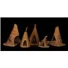 Image 1 : Birch Bark Native Village Scene with Five Tee Pees and a Canoe 4 3/4" L. Good Condition…