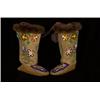 Image 1 : Old Beaded Hightop Moccasins with Floral Design and Fur Trim Fair Condition…