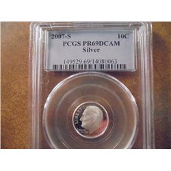 2007-S SILVER ROOSEVELT DIME PCGS PR69 DCAM