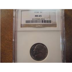 1938 JEFFERSON NICKEL NGC MS65