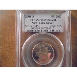 2001-S SILVER NEW YORK QUARTER PCGS PR69 DCAM