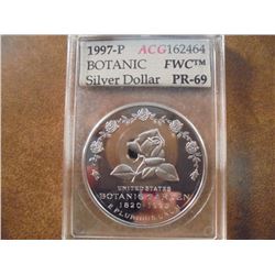 1997-P BOTANIC SILVER DOLLAR ACG PR69