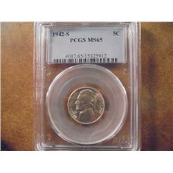 1942-S 35% SILVER JEFFERSON WAR NICKEL PCGS MS65