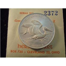LOUISIANA STATEHOOD .925 FINE SILVER COMMEMORATIVE MEDALLION X, HERALDIC ART, UNC. ORIGINAL PACKAGIN