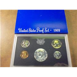 1969 US PROOF SET WITH BOX, 40% SILVER JFK HALF