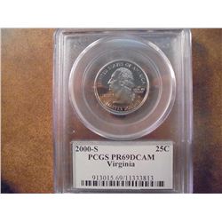 2000-S VIRGINIA QUARTER PCGS PR69 DCAM