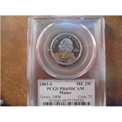 2003-S MAINE QUARTER PCGS PR69 DCAM