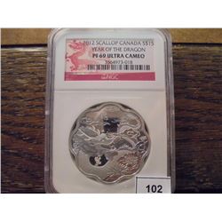 2012 SCALLOP CANADA SILVER $15 YEAR OF THE DRAGON NGC PF69 ULTRA CAMEO