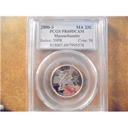 2000-S MASSACHUSETTS QUARTER PCGS PR69 DCAM