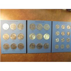 1971-1999 EISENHOWER-ANTHONY DOLLAR ALBUM 18 EISENHOWER DOLLARS AND 12 SBA DOLLARS. TOTAL 30 COINS I