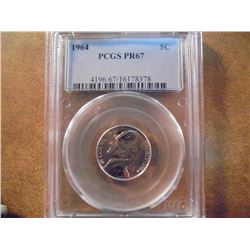 1964 JEFFERSON NICKEL PCGS PR67