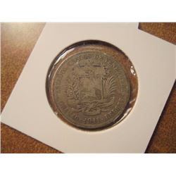 1911 VENEZUELA SILVER 2 BOLIVARS