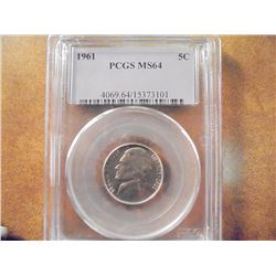 1961 JEFFERSON NICKEL PCGS MS64