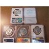 Image 2 : 5 SLABBED FRANKLIN HALF DOLLARS SEE DESCRIPTION 1953-S NGC MS65, 1957 NNC, 1957 PCGS MS64, 1959 ANAC