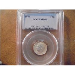 1946 SILVER ROOSEVELT DIME PCGS MS66