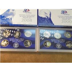 2000 & 2008 US 50 STATE QUARTERS PROOF SETS WITH BOXES