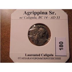 14 B.C.-33 A.D. AGRIPPINA SENIOR SILVER ANCIENT COIN