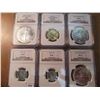 Image 1 : LOT OF 6 NGC SLABS SEE DESCRIPTION 1993-P JEFFERSON COMMEMORATIVE SILVER DOLLAR MS69, 1997-P BOTANIC