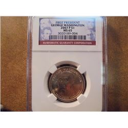 2007-P GEORGE WASHINGTON DOLLAR NGC MS65