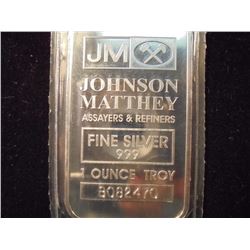 1 TROY OZ .999 FINE SILVER INGOT JOHNSON MATTHEY