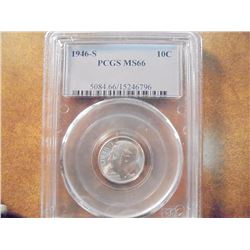 1946-S SILVER ROOSEVELT DIME PCGS MS66