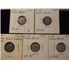 Image 1 : 1913,19,22,37 & 41 GREAT BRITAIN SILVER 3 PENCE