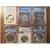 Image 1 : LOT OF 6 FRANKLIN HALF DOLLARS SEE DESCRIPTION 1953 SGC SLAB, 1955 PCGS MS64FBL, 1958 PCGS PR68, 195