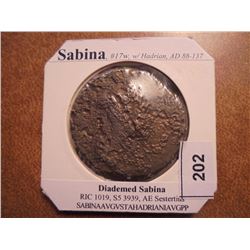 88-137 A.D. SABINA ANCIENT COIN