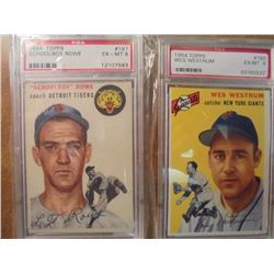 2-1954 TOPPS BASEBALL CARDS PSA GRADED SEE DESCR. SCHOOLBOY ROWE #197 EX-MT6 AND WES WESTRUM #180 EX