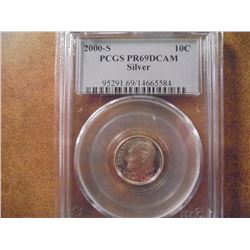 2000-S SILVER ROOSEVELT DIME PCGS PR69 DCAM