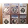 Image 1 : LOT OF 6 SLABBED KENNEDY HALF DOLLARS SEE DESCR. 1976-S SILVER PCGS MS66, 1992-S SILVER PCGS PR69 DC