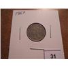 Image 1 : 1867 THREE CENT PIECE (NICKEL)