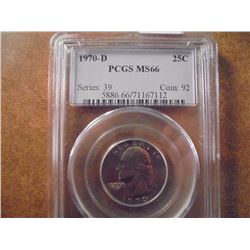 1970-D WASHINGTON QUARTER PCGS MS66