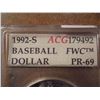 Image 2 : 1992-S OLYMPIC BASEBALL SILVER DOLLAR ACG SLAB