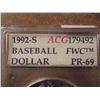 Image 2 : 1992-S OLYMPIC BASEBALL SILVER DOLLAR ACG SLAB