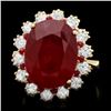 Image 1 : 14k Yellow Gold 14.2ct Ruby 1.26ct Diamond Ring