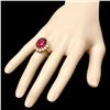 Image 3 : 14k Yellow Gold 14.2ct Ruby 1.26ct Diamond Ring
