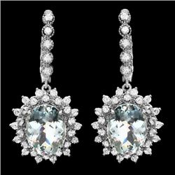 14k 8.50ct Aquamarine 2.00ct Diamond Earrings