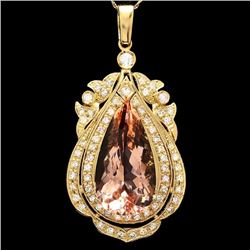 14k Gold 18ct Morganite 1.6ct Diamond Pendant