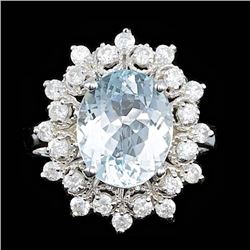 14k Gold 3.00ct Aquamarine 0.75ct Diamond Ring