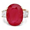 Image 2 : 14k Yellow Gold 14.00ct Ruby 1.40ct Diamond Ring