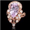 Image 1 : 14k Rose Gold 8.50ct Kunzite 0.75ct Diamond Ring